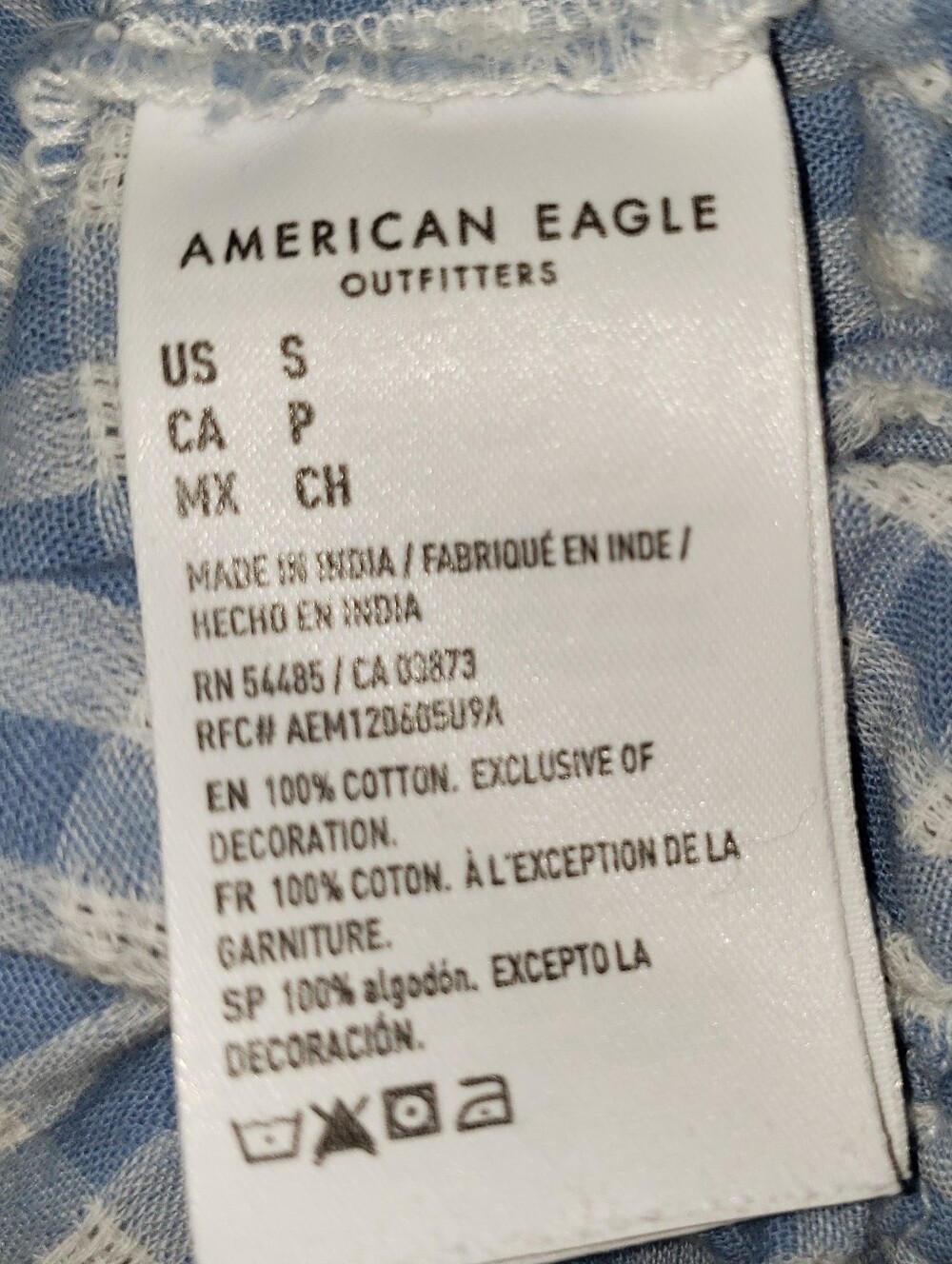 American Eagle Short Sleeve Button Up Gingham Top - Picture 5 of 8